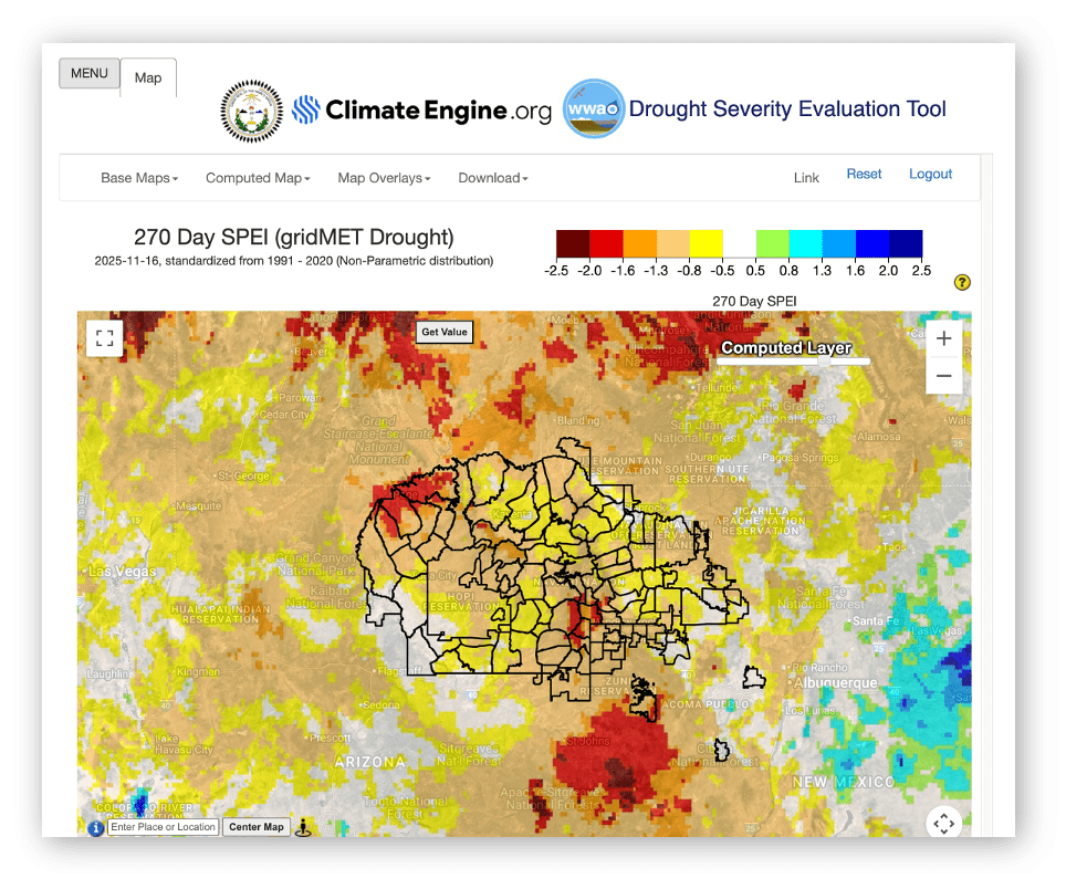 Example of drought monitoring maps on Drought.gov