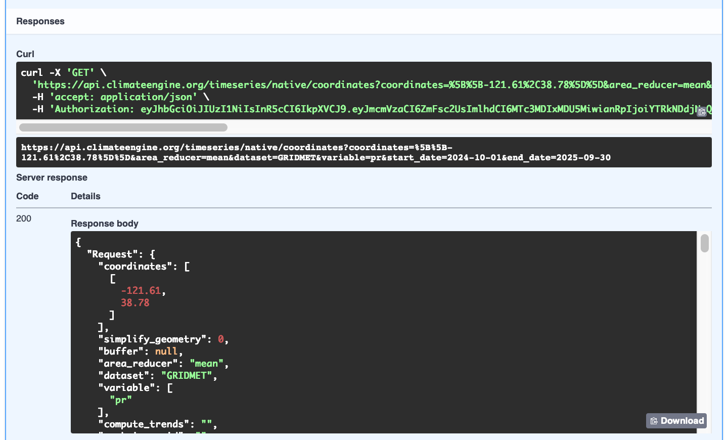Endpoint Response Body